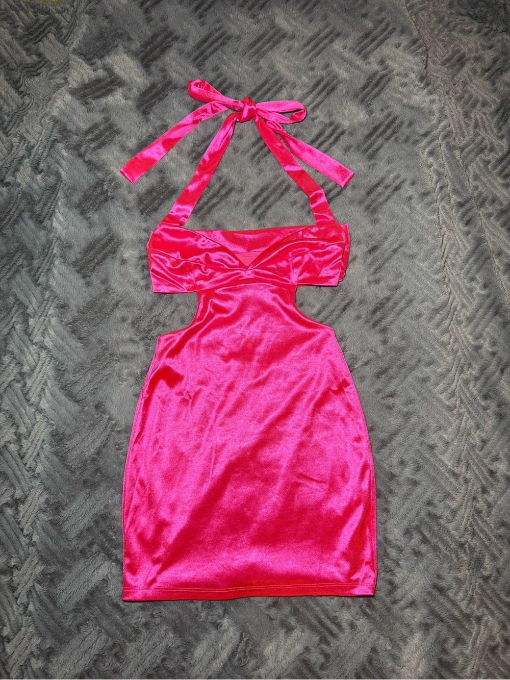 Lucy in the Sky Hot Pink Satin Cutout Mini Dress